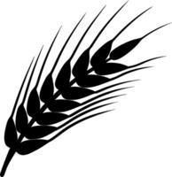 Black Wheat Stalk Silhouette Illustration, Minimalist Style on White Background, Isolated vector