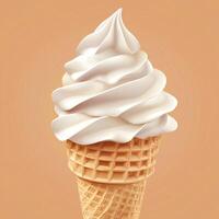 Delicious Vanilla Soft Serve Ice Cream in a Crisp Waffle Cone photo