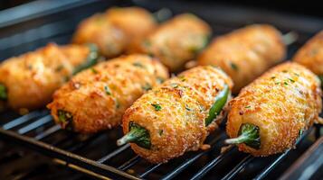 Close-Up of Crispy Jalapeno Poppers Freshly Fried and Ready to Serve photo