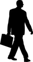 Businessman Silhouette Walking with Briefcase Professional Man in Motion Graphics vector