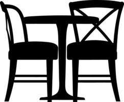 Silhouette of Round Table with Two Chairs, Isolated Furniture Design Elements vector