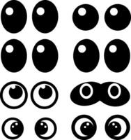 Bartoon Eyes Set, Different Styles, Funny Expressions, Eyeballs Iconslack White C vector