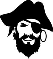 Silhouette of Pirate With Eye Patch, Beard, Hat and Earring Isolated on White vector