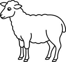 Standing Sheep Outline, Farm Animal Illustration, Minimalist Line Art, White Wool vector