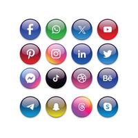 Icon set of popular social applications with rounded corners. Social media icons modern design on white background for your design. vector