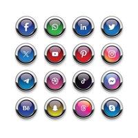 Icon set of popular social applications with rounded corners. Social media icons modern design on transparent background for your design. vector