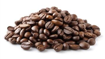 Coffee Beans Spread Neatly Over White Studio Background photo