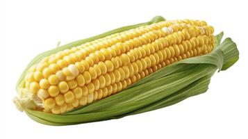 Sweet Corn Cob Isolated on White Background for Food Advertisement photo