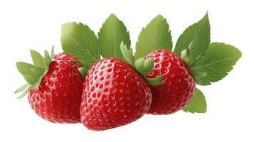 Fresh Strawberries Grouped on White Surface for Fruit Promotions photo