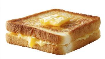 Toast With Butter Spread on White Background Morning Meal photo