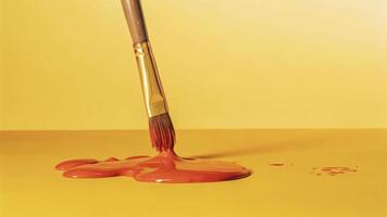 Drip and crease action colorful paint flowing on canvas studio setting macro photography perspective photo
