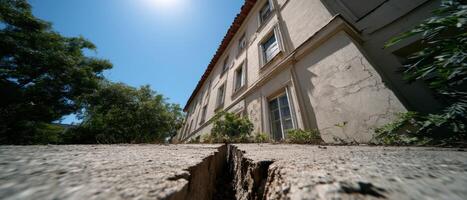 Decay of abandoned building urban area photography daylight low angle urban exploration photo