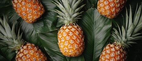 Pineapple harvesting in tropical paradise food photography lush green environment aerial view photo