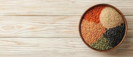 Exploring diverse lentils and grains home kitchen food photography natural light close-up shot photo