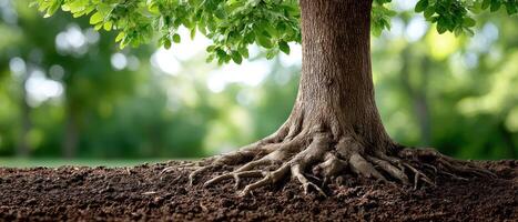 Roots of a majestic tree nature park close-up photography serene environment ground level view natural beauty photo