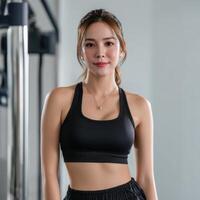 Fitness enthusiast in gym workout session indoor space personal growth motivational vibe photo