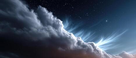Celestial clouds and stars unveiled night sky landscape photography tranquil environment aerial view cosmic wonder photo