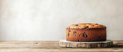 Baking a delicious fruit cake home kitchen food photography rustic style top view culinary art photo