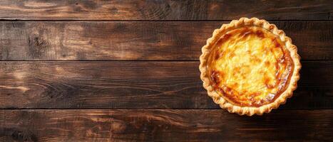 Baking a delicious quiche rustic kitchen food photography cozy atmosphere top-down view culinary delight photo