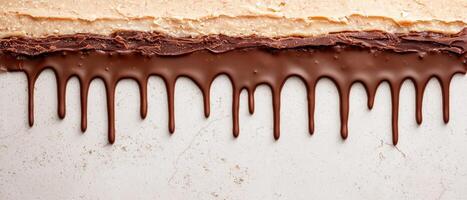 Delicious chocolate dripping cake bakery food photography cozy kitchen close-up indulgence photo