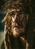 Sacred reflection of suffering jerusalem portrait spiritual close-up faith photo