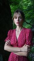 Captivating portrait of a woman in nature outdoor setting lifestyle photography serene environment photo