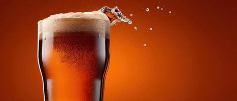 Pouring refreshing beer in a glass indoor bar setting drink photography warm atmosphere close-up view photo