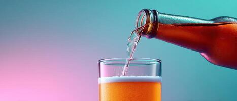 Pouring refreshing beverage modern bar photography vibrant lighting close-up drink enjoyment photo