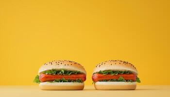 Delicious fast food image chefs showcase digital food photography bright yellow background close-up vibrant cuisine photo