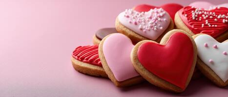 Decorative heart-shaped cookies sweet treats kitchen counter romantic vibes close-up baking delight photo