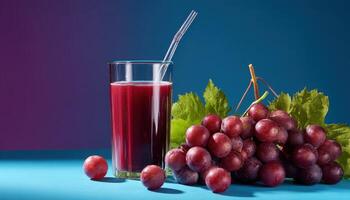 Refreshing grape juice beverage kitchen counter food photography bright close-up healthy living photo