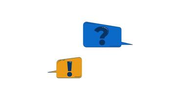 Question and exclamation speech bubbles hand drawn 2D object animation. FAQ popups. Virtual help. Alert and query dialogs animated handdrawn element isolated on white. Cartoon doodle 4K video