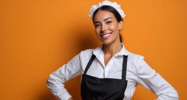 Glamorous maid in luxurious outfit studio setting portrait photography vibrant background photo