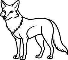 Simple Black Outline Fox Standing Isolated on White Background, Elegant and Minimal vector