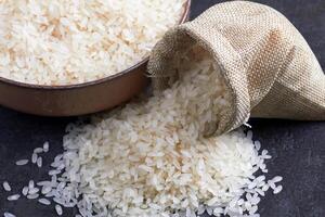 Rice in bag as a background photo