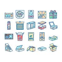 Box Carton Container set Icons hand drawn vector