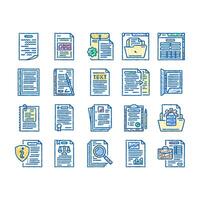 document paper file business page icons hand drawn vector