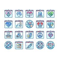international holiday day icons hand drawn vector