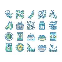 Peas Beans Vegetable set Icons hand drawn vector