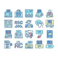 English Language Learn At School Icons hand drawn vector