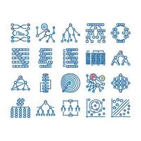 algorithm data technology ai icons hand drawn vector