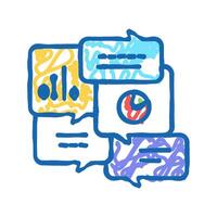 office tasks discussing icon doodle illustration vector