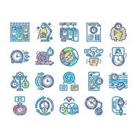 time management clock work icons hand drawn vector