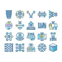 quantum technology data science icons hand drawn vector