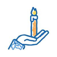 hand holding burning candle color icon isolated illustration vector
