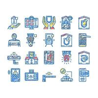 Home Security Device set Icons hand drawn vector