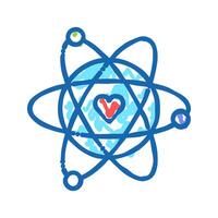 atom with heart core icon doodle illustration vector
