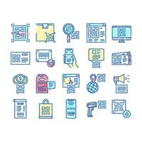 Qr Code Identification set Icons hand drawn vector
