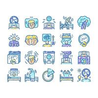 Insomnia Person Chronic Problem Icons hand drawn vector