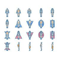 body human anatomy figure icons hand drawn vector